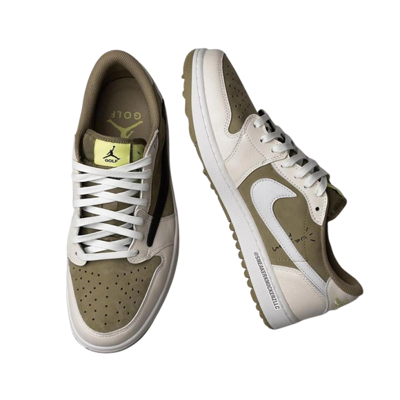 Nike Travis Scott x Air Jordan 1 Low Golf 'Neutral Olive' - SneakerMood 