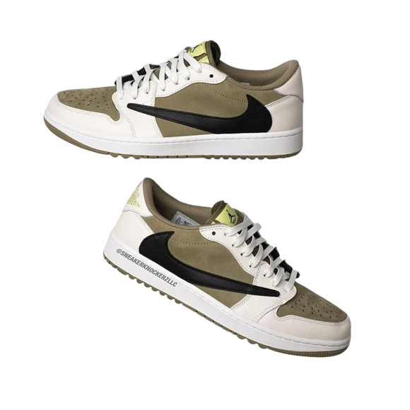 Nike Travis Scott x Air Jordan 1 Low Golf 'Neutral Olive' - SneakerMood 