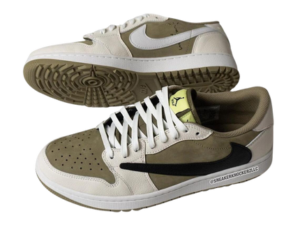 Nike Travis Scott x Air Jordan 1 Low Golf 'Neutral Olive' - SneakerMood 