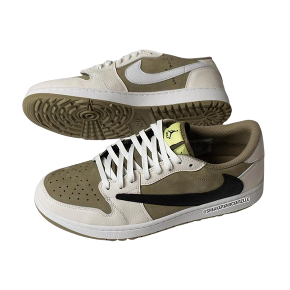 Nike Travis Scott x Air Jordan 1 Low Golf 'Neutral Olive' - SneakerMood 