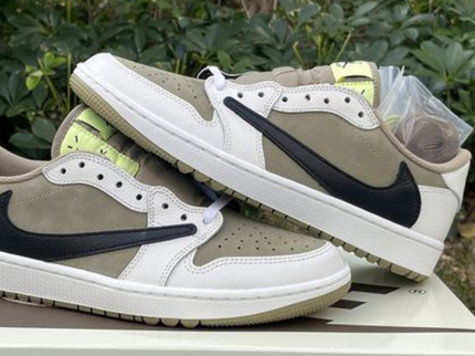 Nike Travis Scott x Air Jordan 1 Low Golf 'Neutral Olive' - SneakerMood 